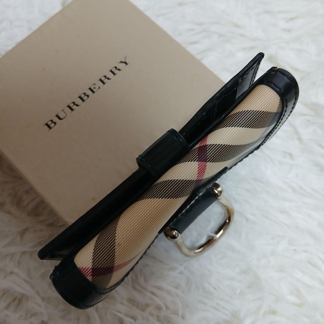 【BURBERRY】ノバチェック　PVC　レザー　ゴールド金具　３つ折り財布