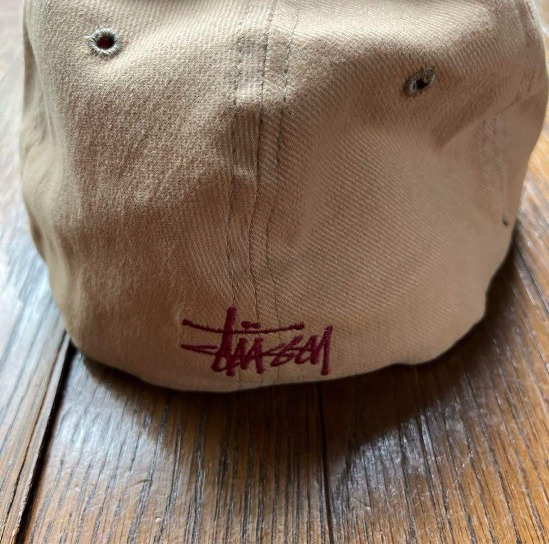 90s old stussy ステューシー キャップ 帽子 Sロゴ　ベージュ