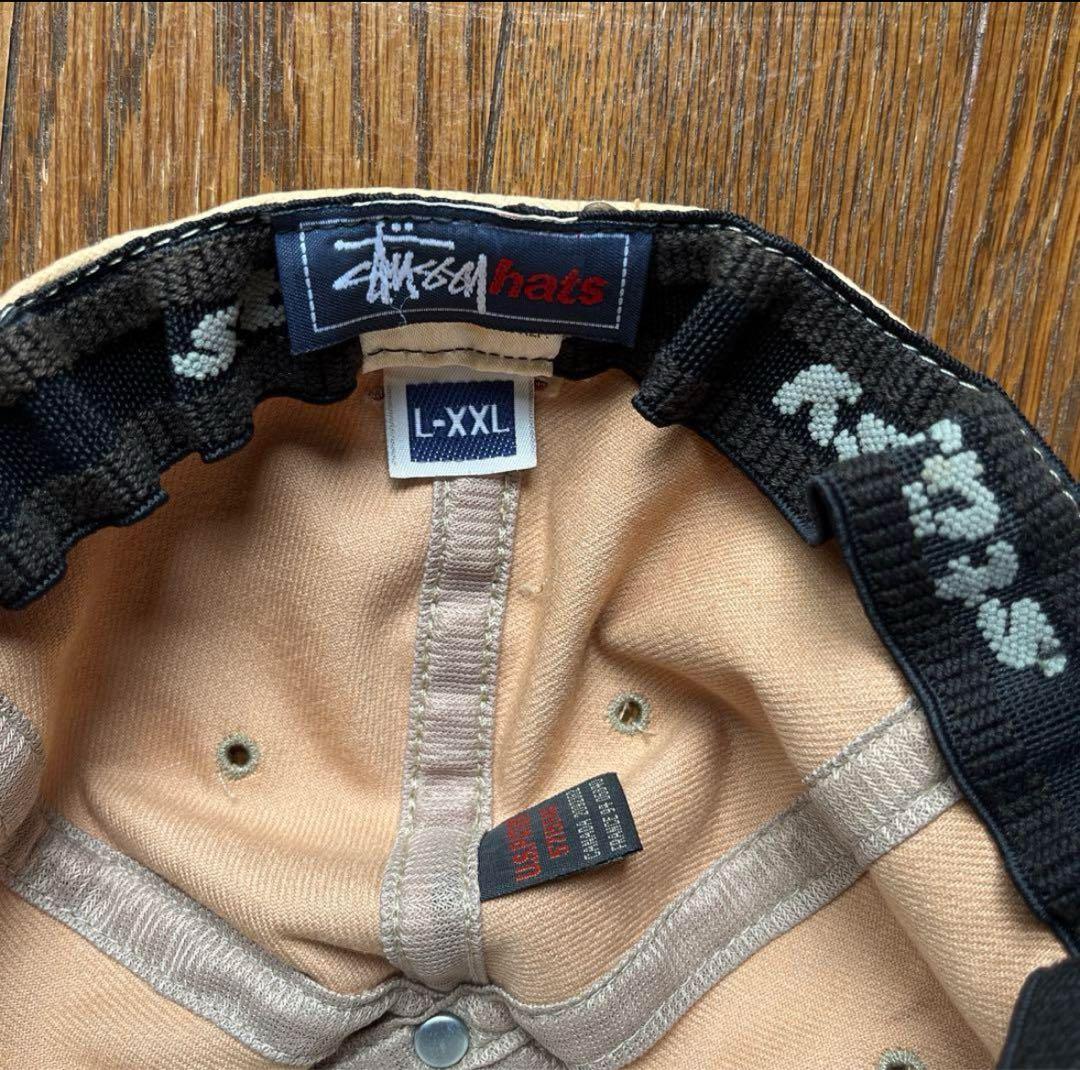 90s old stussy ステューシー キャップ 帽子 Sロゴ　ベージュ