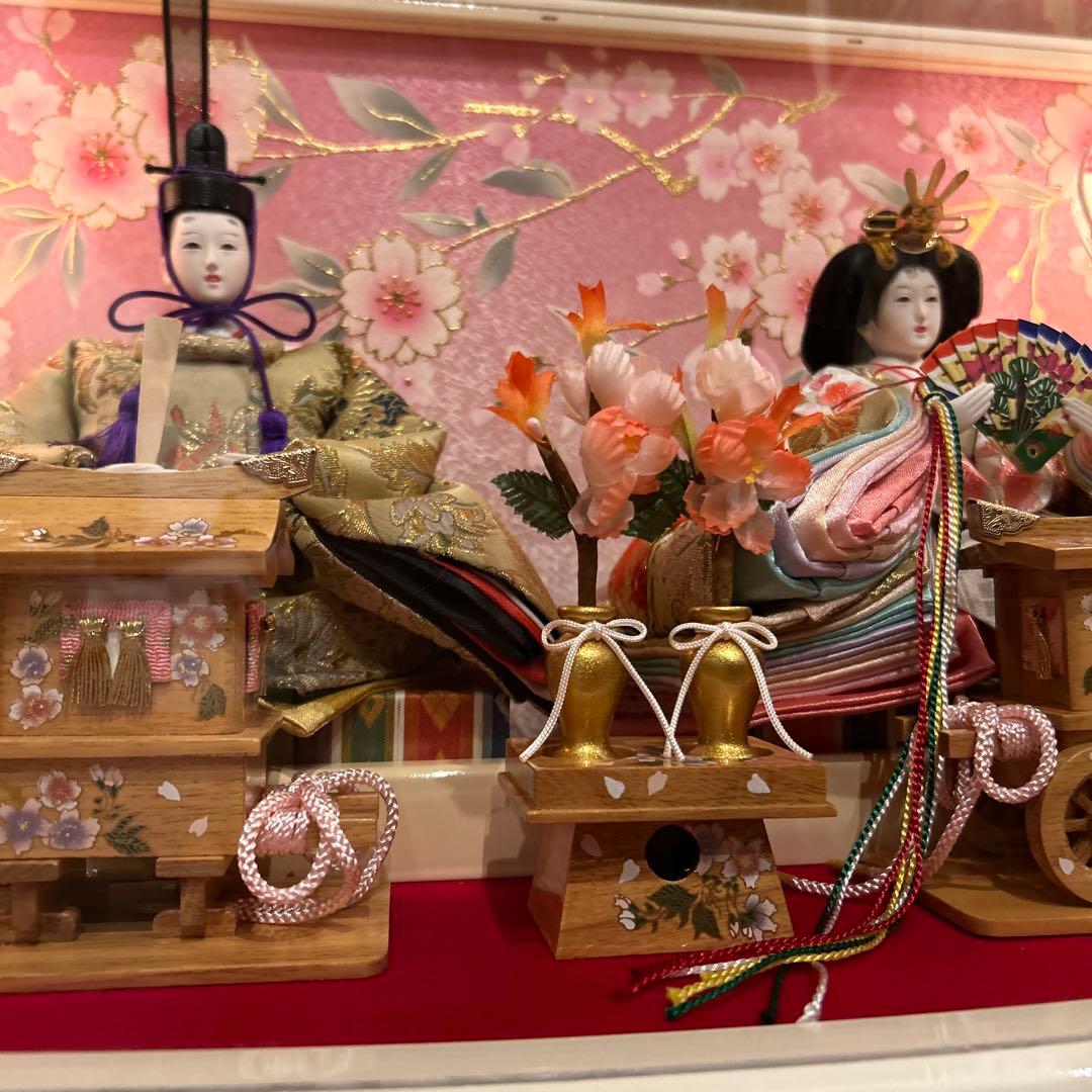 雛人形 アクリルケース ピンク 半円形 親王飾り ひな祭り おひなさま