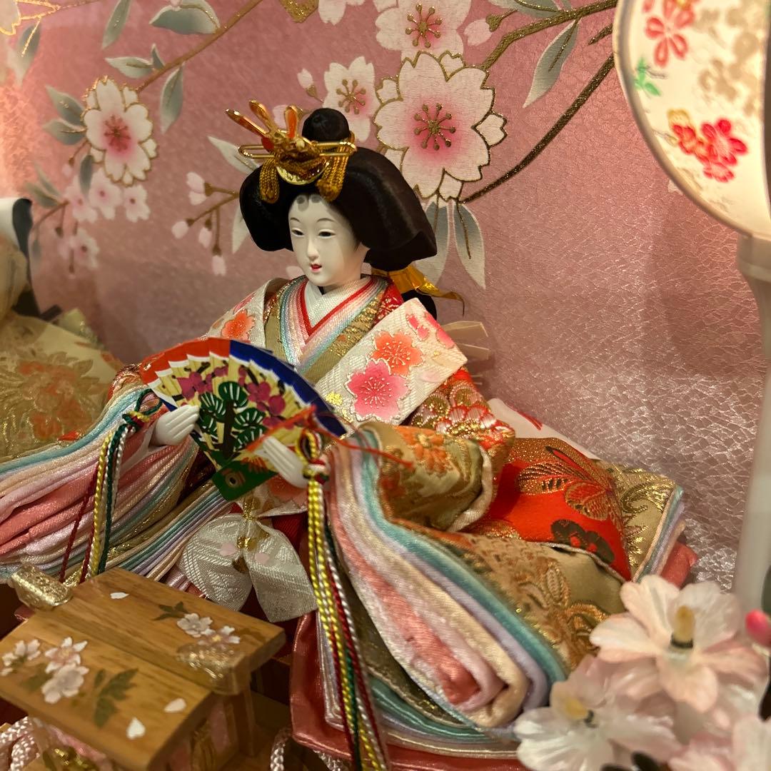 雛人形 アクリルケース ピンク 半円形 親王飾り ひな祭り おひなさま