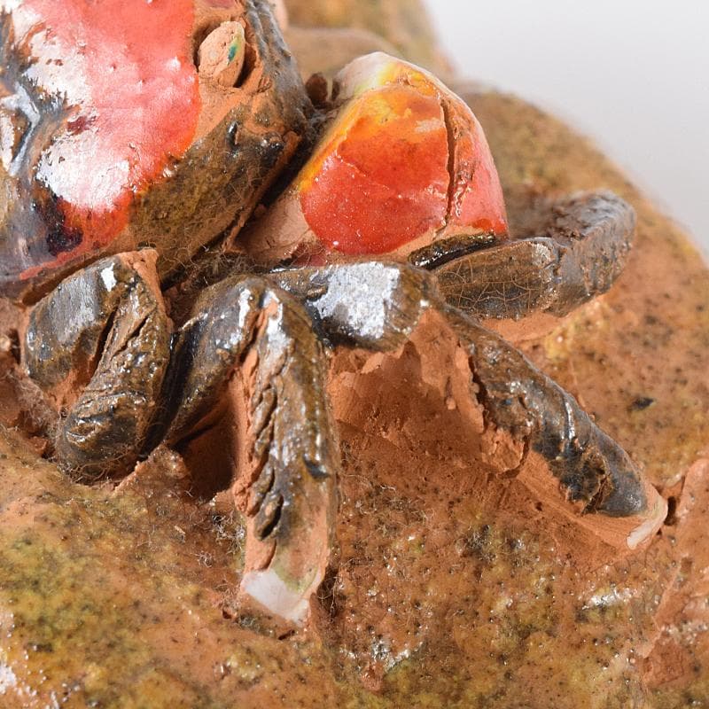 茶道具　伊予松山　水月焼　砥部焼　蟹香合　共箱　M　R8163