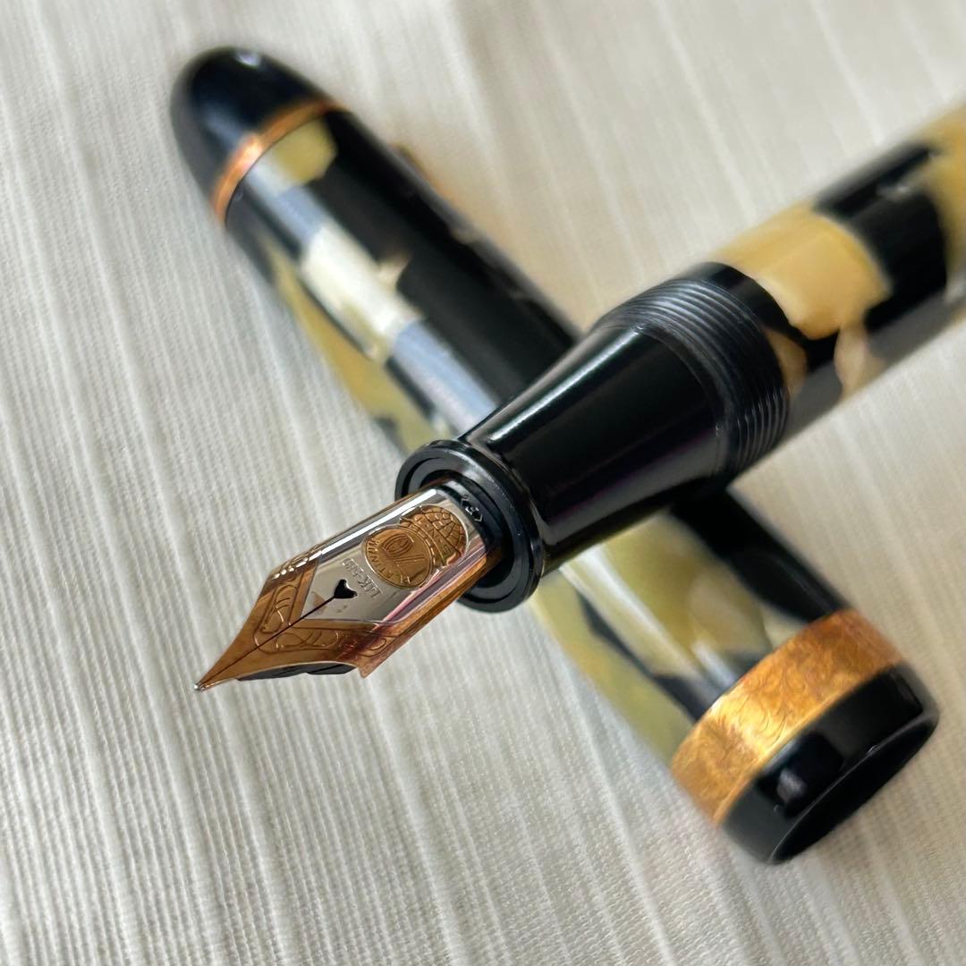 レア ヴィンテージ プラチナ 70周年記念万年筆 セルロイド 石垣柄 インク付き