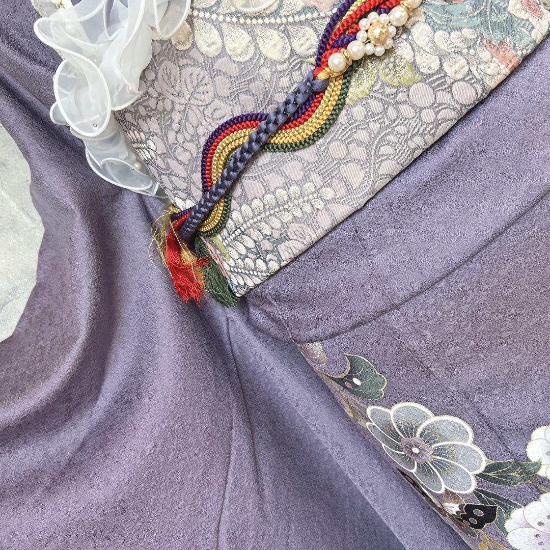 振袖　フルセット　正絹　辻が花　帯　襟　レース　薄紫　成人式　m3