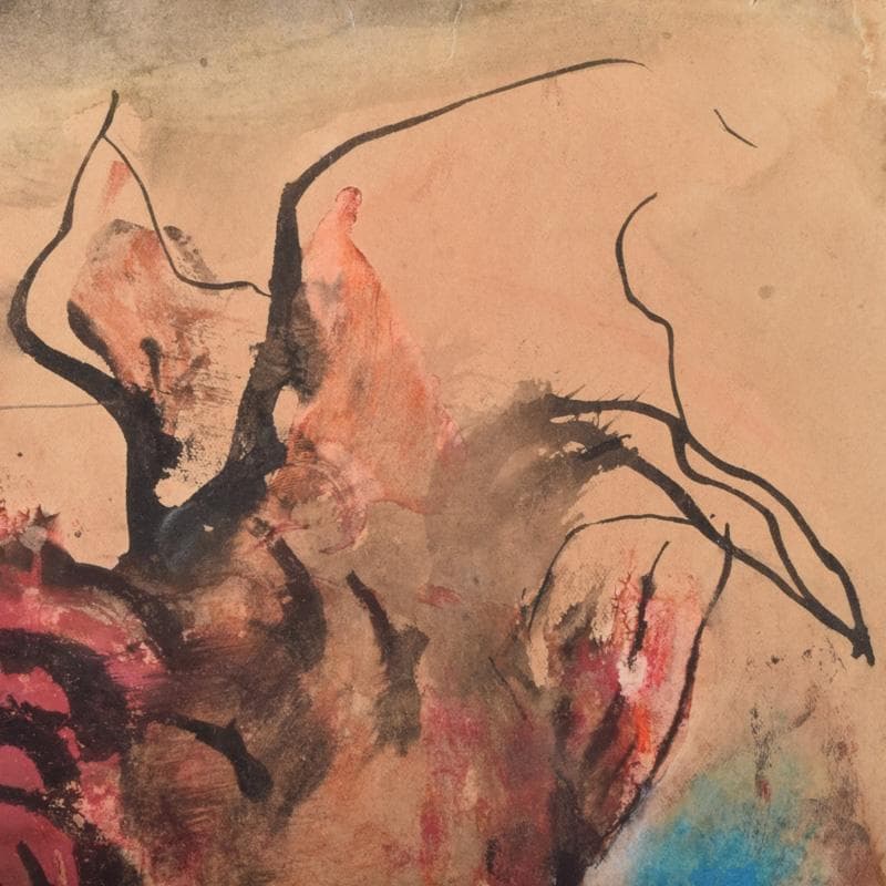 日本画家　篁牛人　水墨画　金魚　額装　M　R9236B