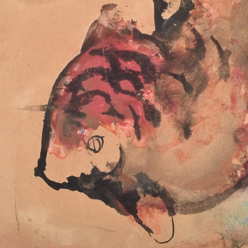 日本画家　篁牛人　水墨画　金魚　額装　M　R9236B