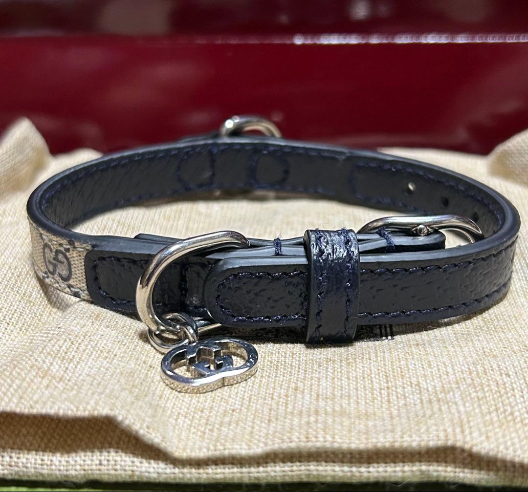 新品GUCCI グッチ エクストラスモール ペット 首輪 XXS ベージュブルー