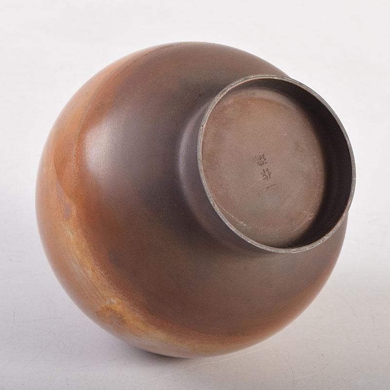 田畑一作造　朱銅　一輪挿し　樫の実　共箱　V　8319