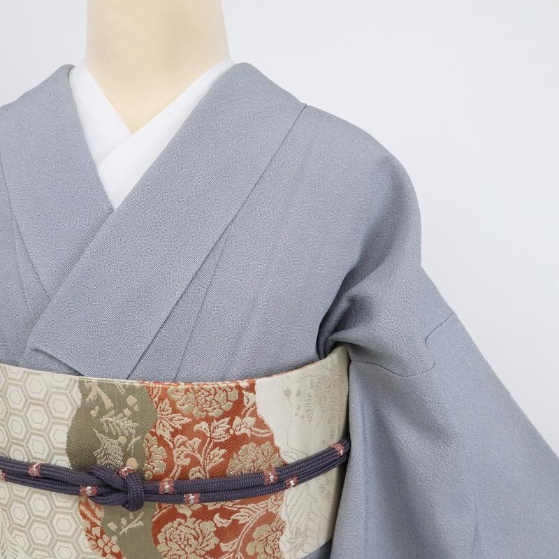 マジコ　江戸小紋＊袷着物 鮫 無紋 灰青 普段着物 正絹 ＊10KH5