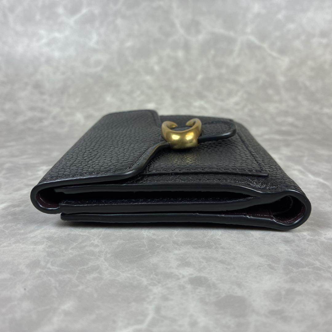 COACH タビースモールウォレット ブラック レザー コンパクト 二つ折り財布