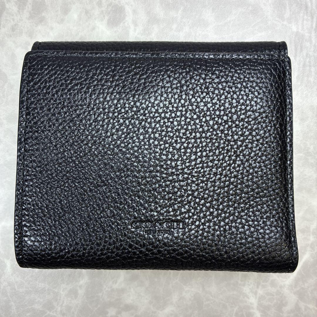 COACH タビースモールウォレット ブラック レザー コンパクト 二つ折り財布