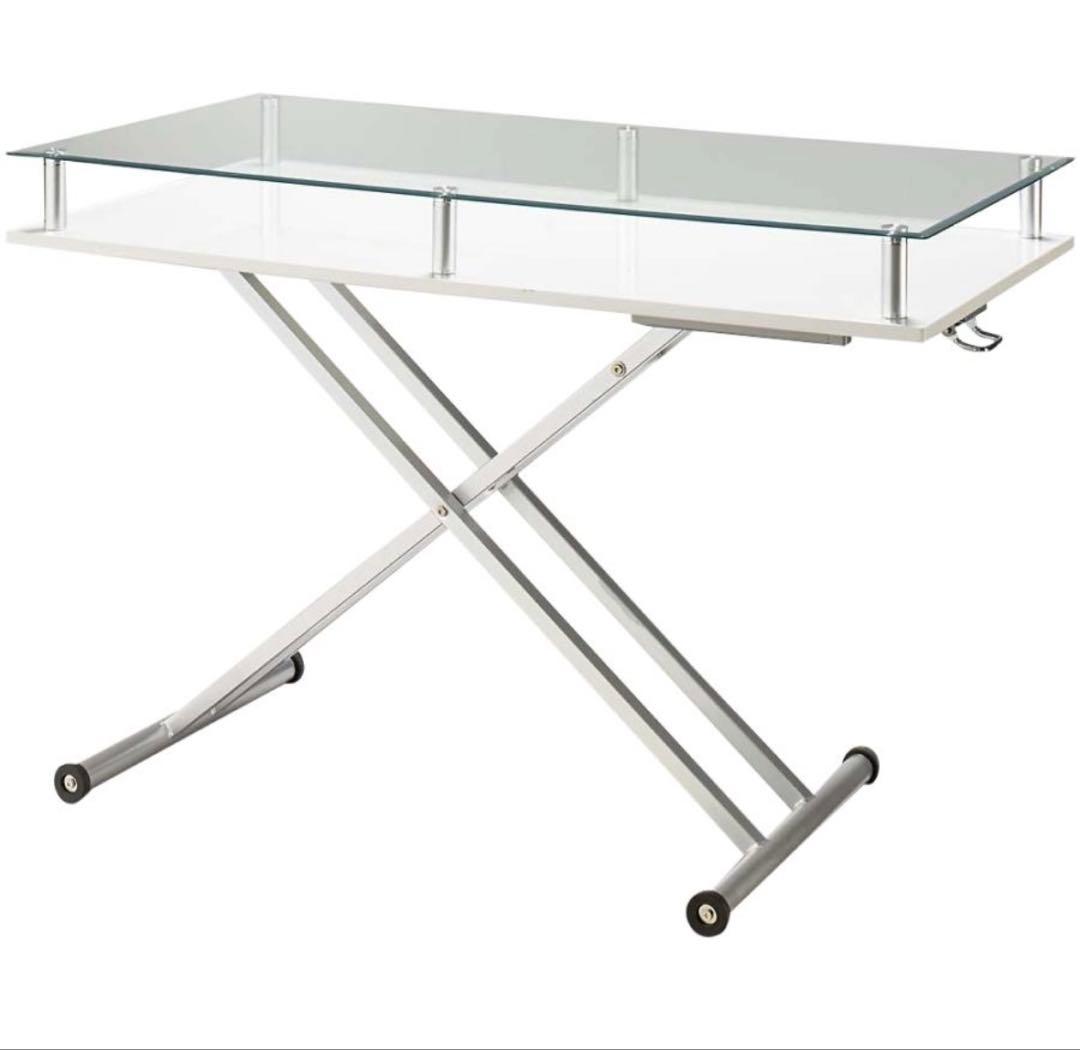 【処分の関係で今週まで値段です】昇降テーブル(強化ガラス)