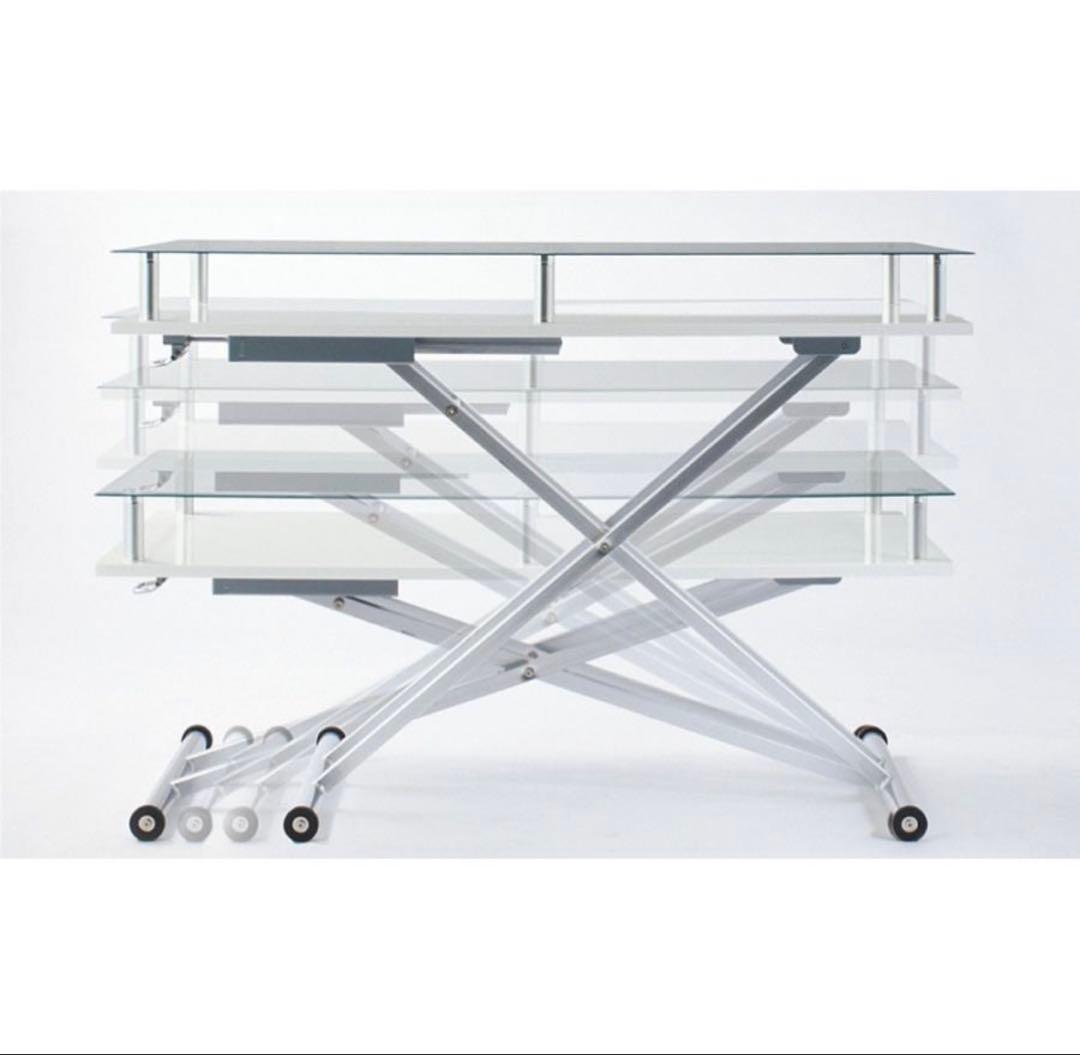 【処分の関係で今週まで値段です】昇降テーブル(強化ガラス)