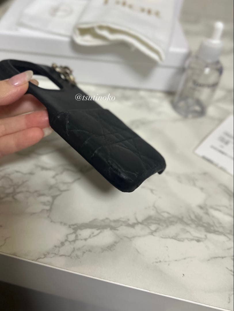 Dior ブラックレザー iPhone14proケース