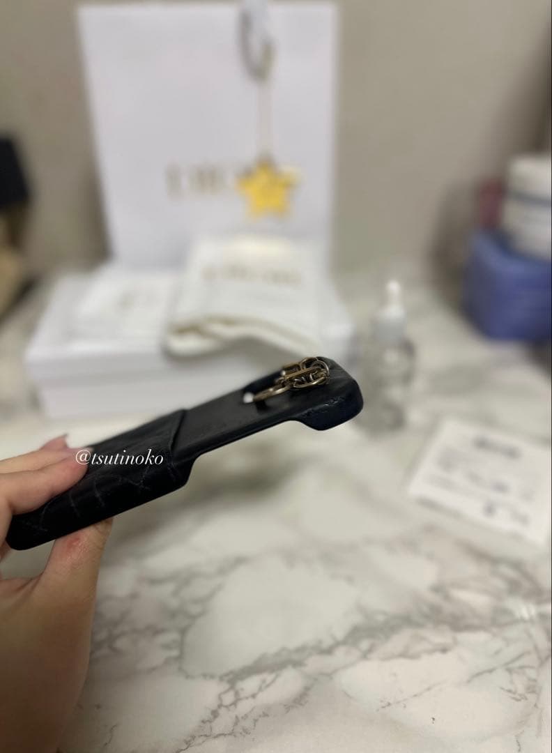 Dior ブラックレザー iPhone14proケース