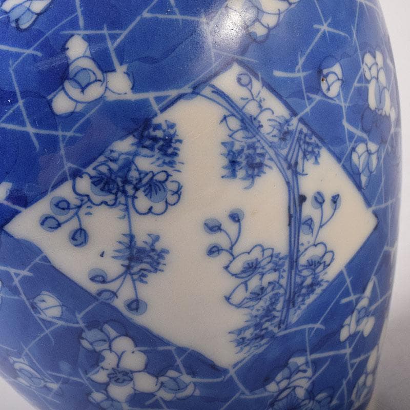 煎茶道具　瀬戸焼　古瀬戸　染付　扇窓絵花文　茶壷　茶心壷　V　R8235