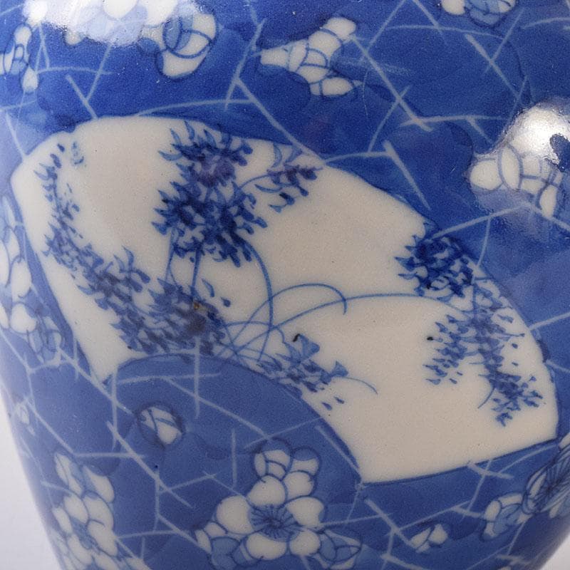 煎茶道具　瀬戸焼　古瀬戸　染付　扇窓絵花文　茶壷　茶心壷　V　R8235