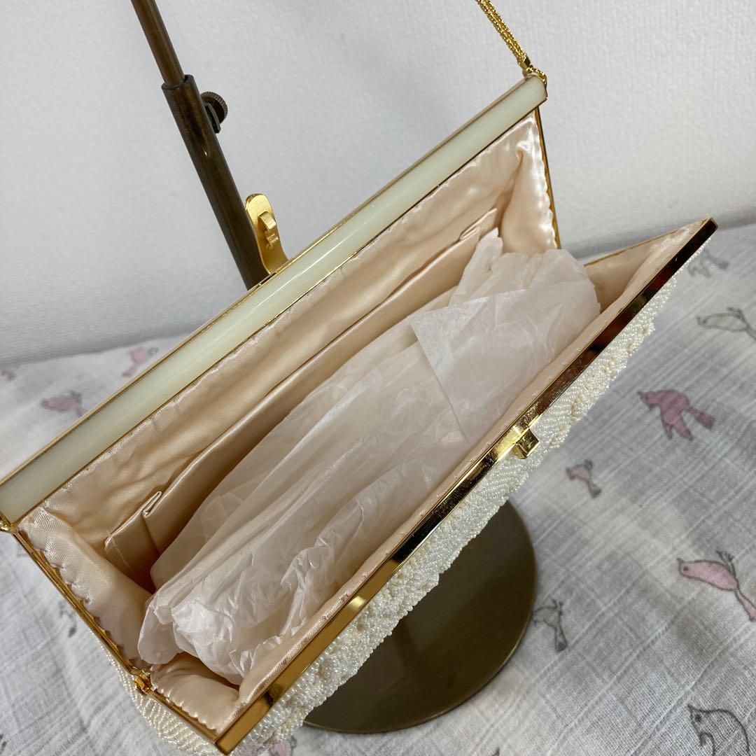 未使用品 アンティーク ビーズバッグ パーティーbag 花柄 ハンドメイド