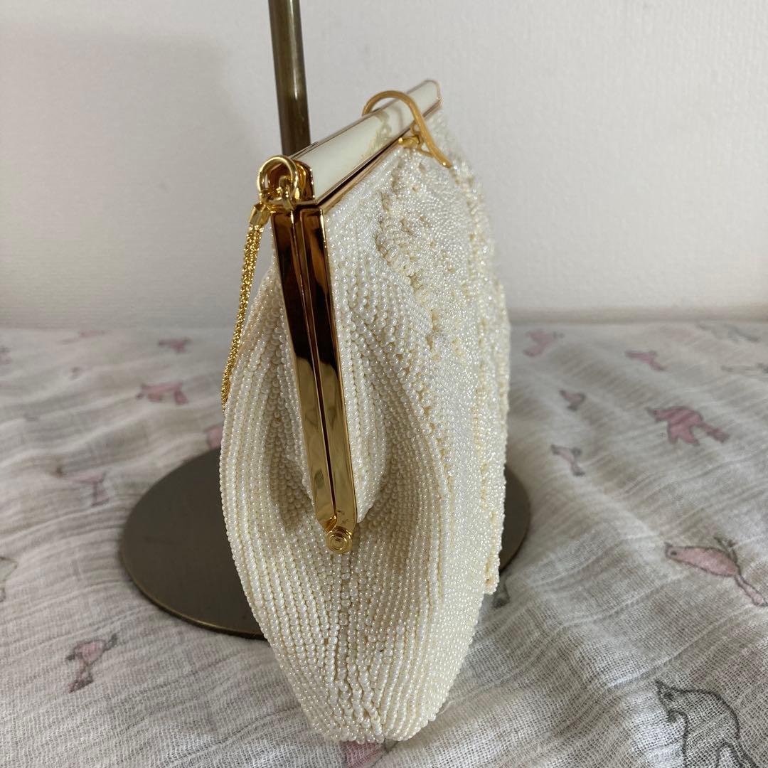 未使用品 アンティーク ビーズバッグ パーティーbag 花柄 ハンドメイド