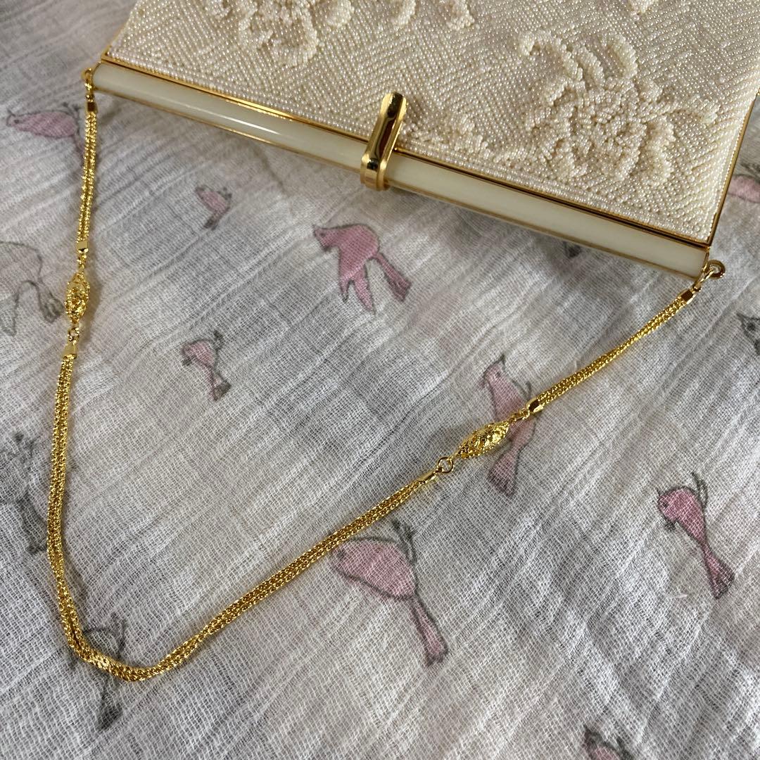 未使用品 アンティーク ビーズバッグ パーティーbag 花柄 ハンドメイド