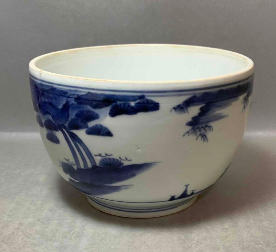 茶道具　染付山水水指