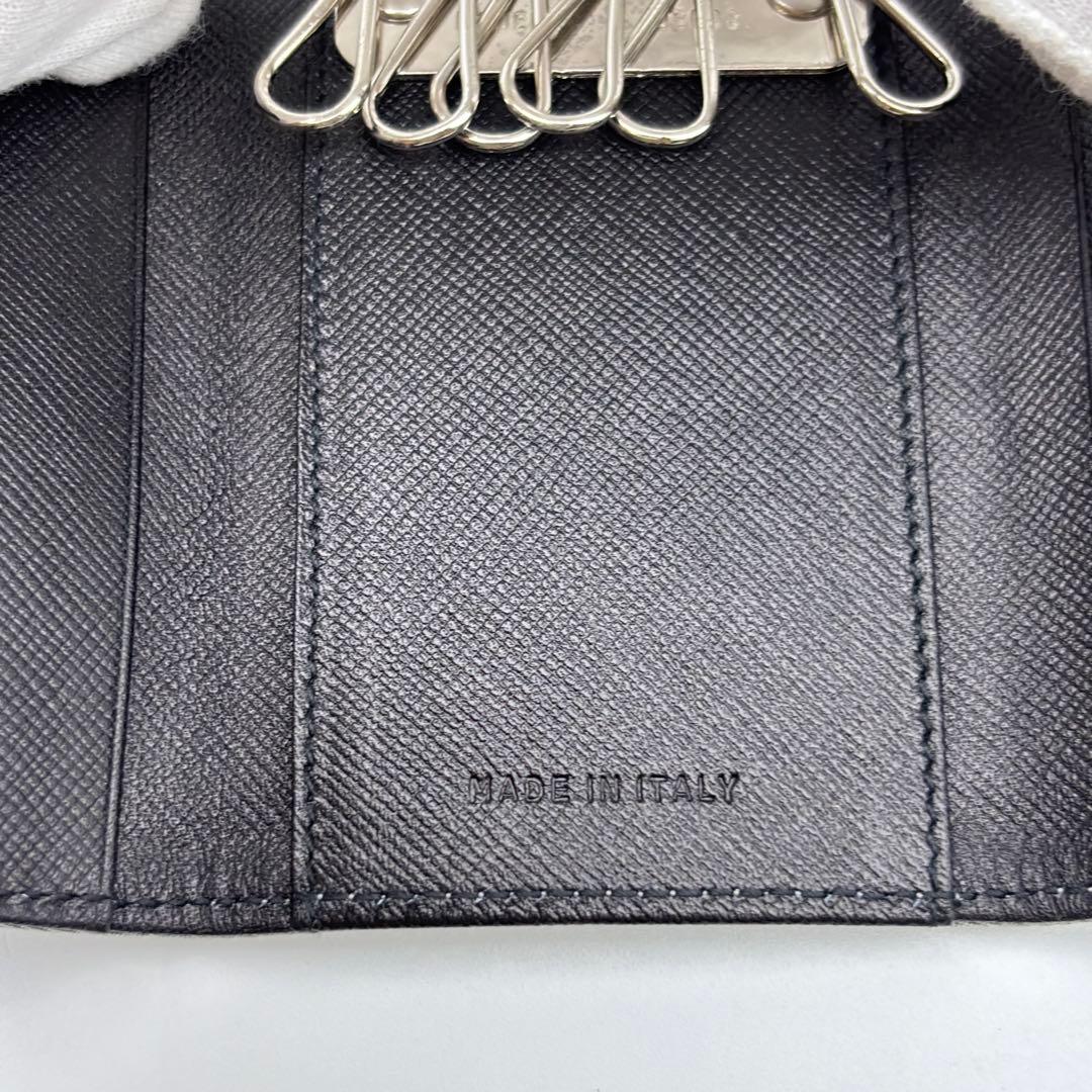 【箱付き未使用級】プラダ ６連 キーケース ナイロン×レザー 三角ロゴ グレー