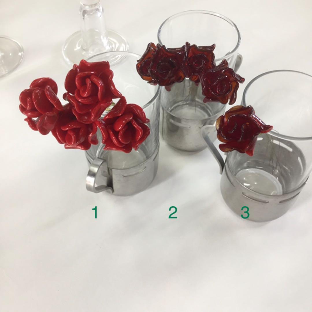 ※ガラス細工　薔薇　小　いろんな色　No. 1〜12 選んでね　バラ