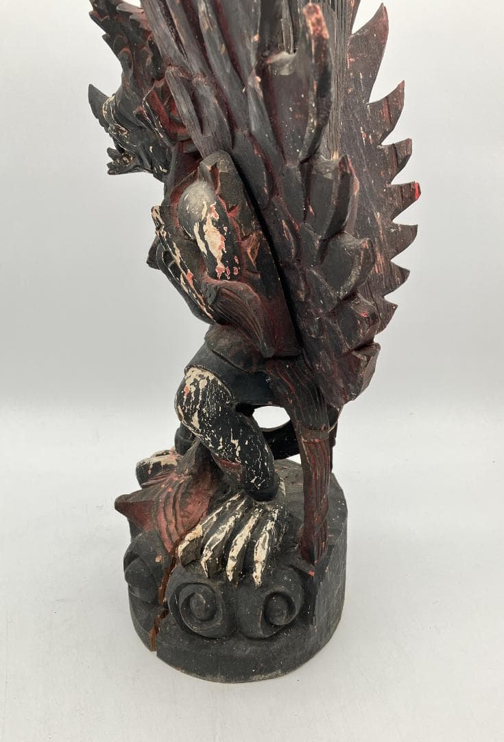 【時代物】　ガルーダ象　木彫り インドネシア 全長：約６１ｃｍ　オブジェ