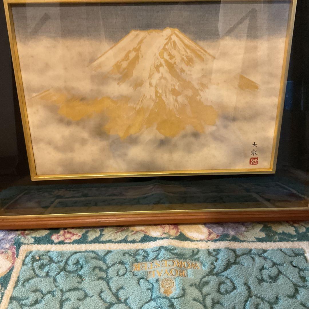 真作 青木大乗 作 木額装仕立 【 富嶽 】 共シール在 画8号