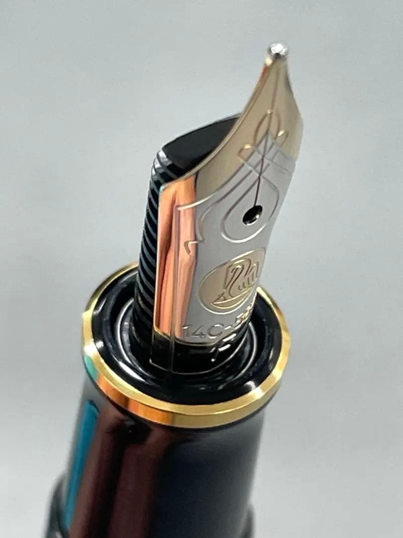 【未使用】ペリカンの万年筆M400グリーンストライプ、インクセット