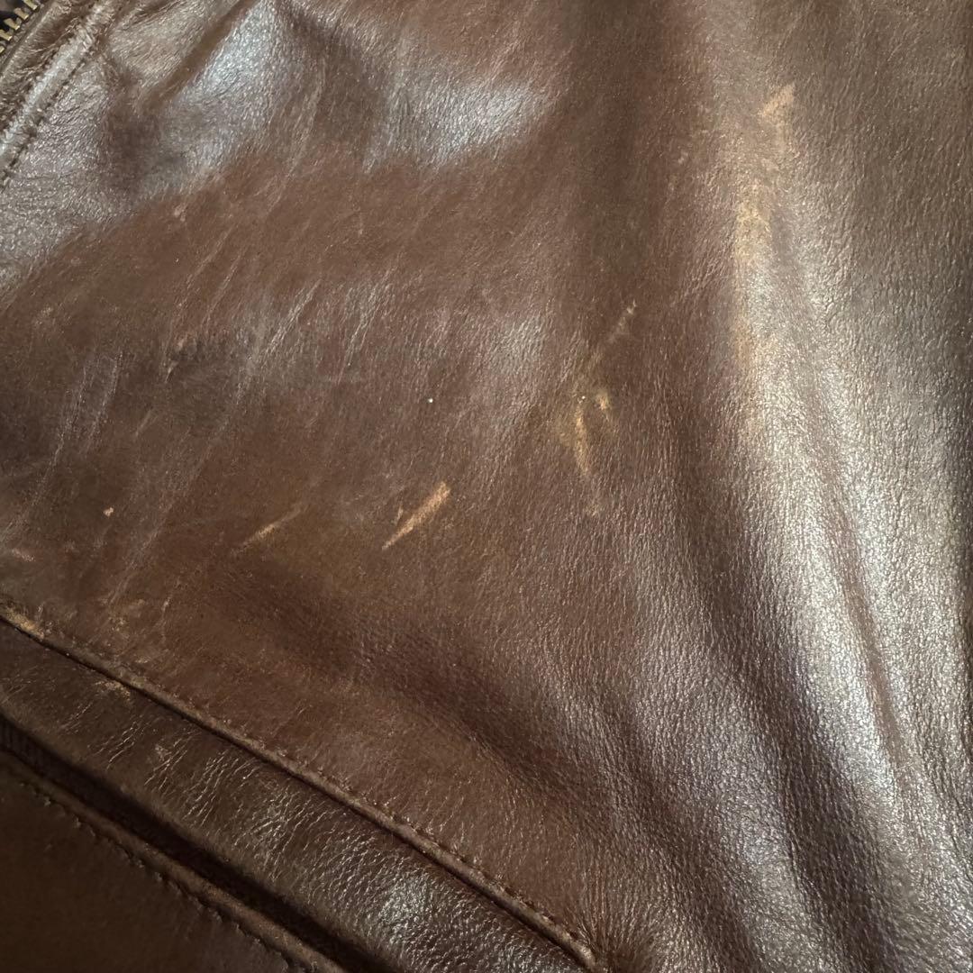 シングルライダースレザージャケット ドリズラージャケットチョコレートブラウン短丈