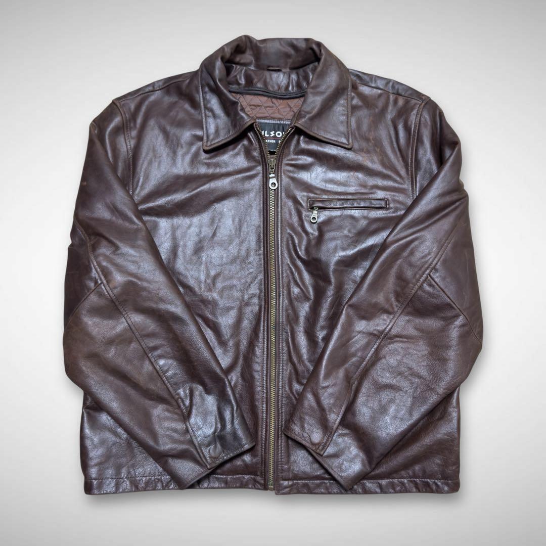 シングルライダースレザージャケット ドリズラージャケットチョコレートブラウン短丈