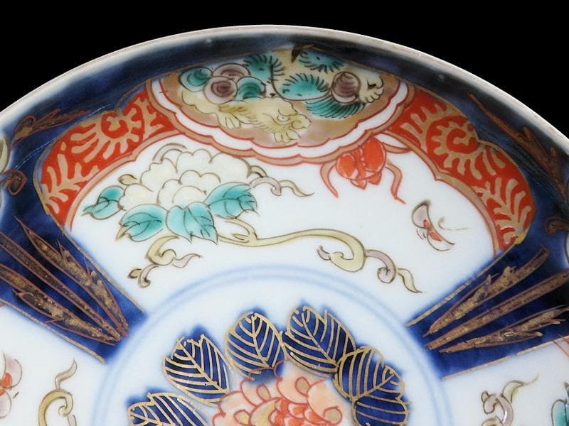 古伊万里　色絵　団龍紋に牡丹の図　5寸皿　5枚　D466AS-fbtk