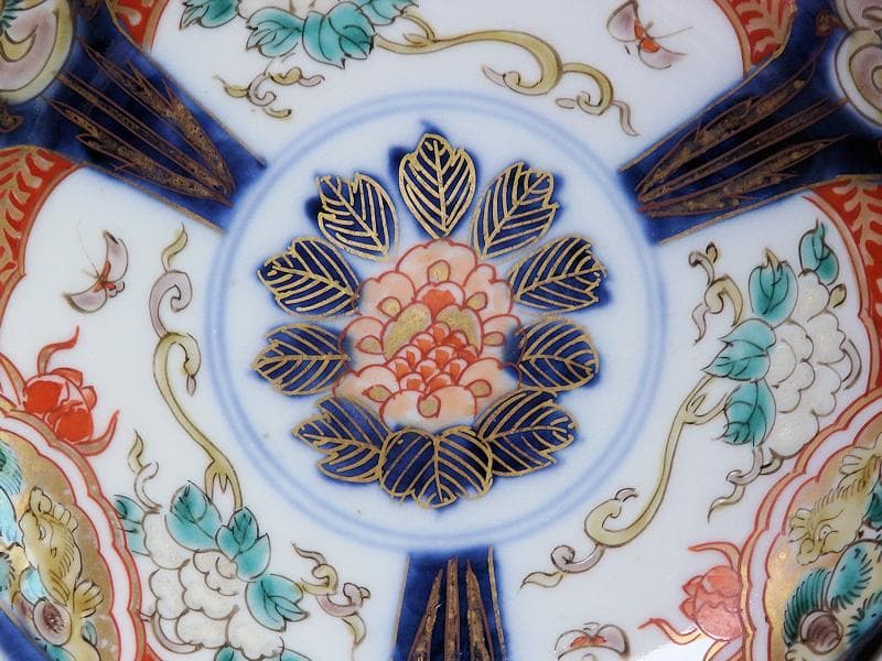 古伊万里　色絵　団龍紋に牡丹の図　5寸皿　5枚　D466AS-fbtk