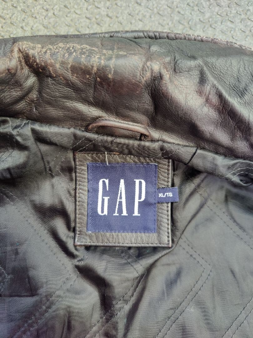 90s-00s old GAP レザー ジャケット ライダース　カーコート