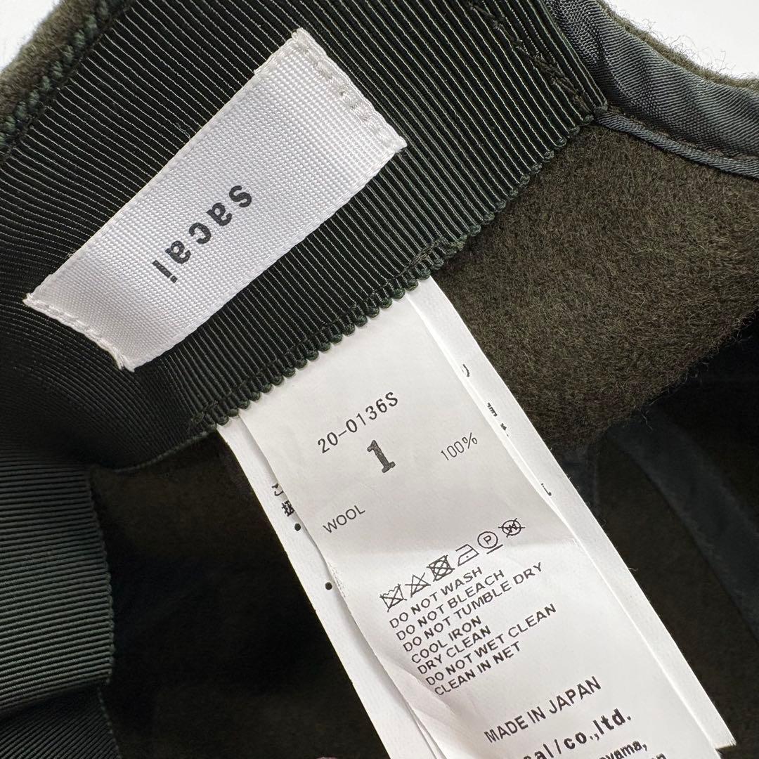 近年モデル サカイ ウール ベースボールキャップ カーキ 刺繍 Sロゴ サイズ1