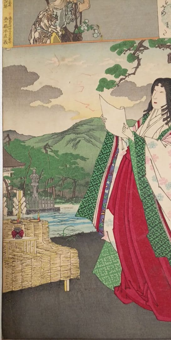 浮世絵版画、東繪畫夜競（小野小町)、橋本周延画明治19年出版