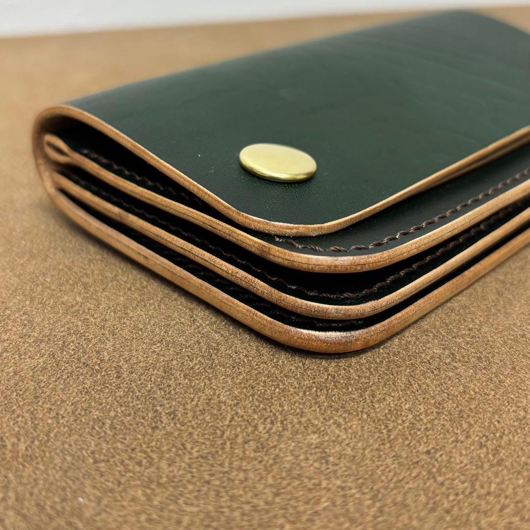 ホースハイド　トラッカーウォレット　ミドル　緑　3層　alps