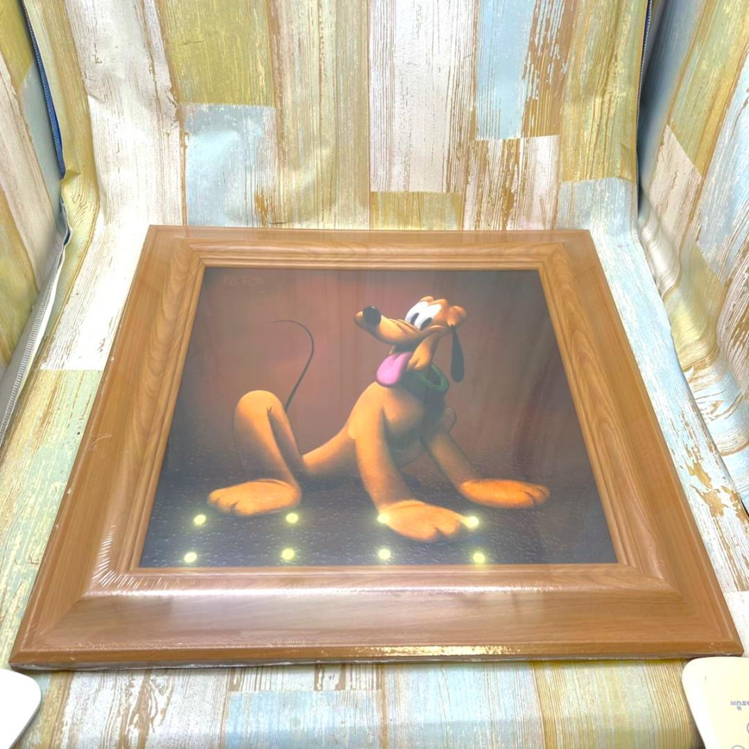 新品★プルート Pluto 愛犬 油絵風 額縁 絵画 木製 シック★ディズニー