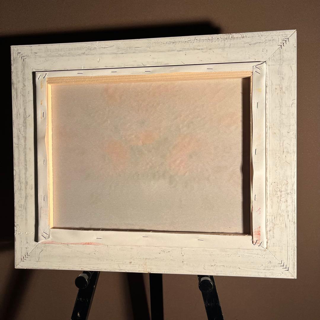 手書き油絵 花瓶の花 額付き 絵画 インテリア 油彩画