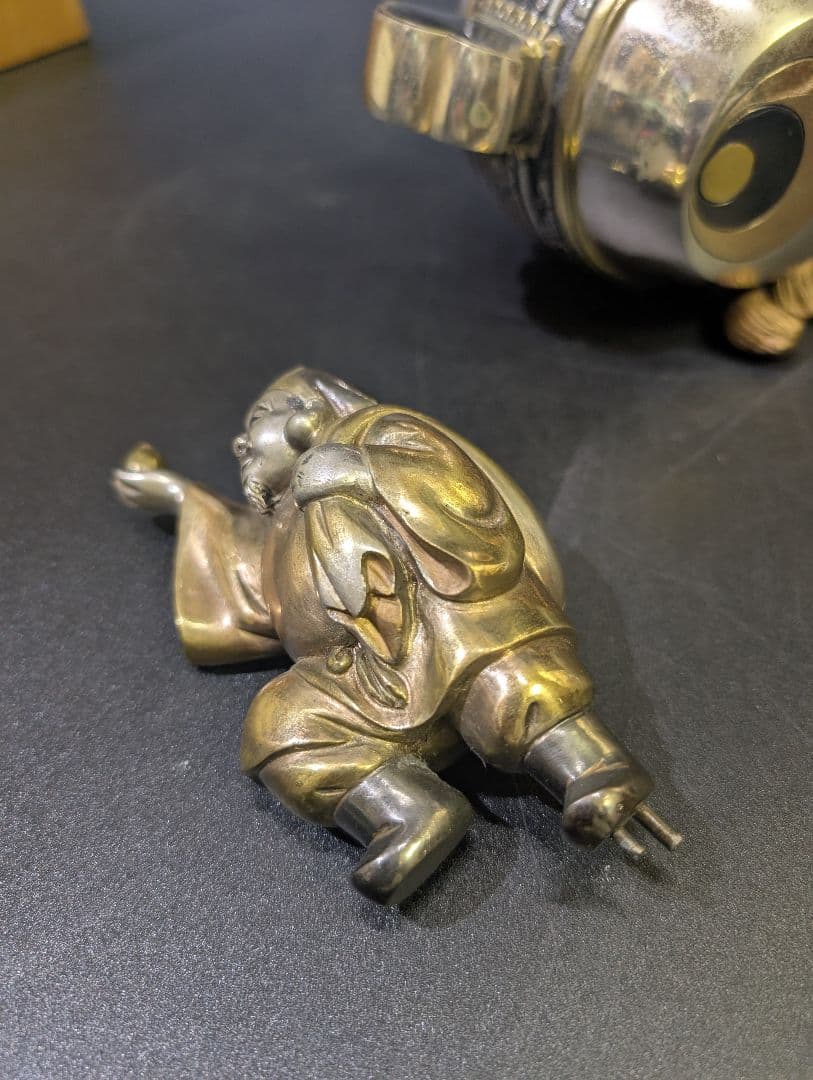 近藤正真 作 鋳銅 打出の小槌 大黒天 高23cm 共箱 高岡銅器銀仕上 正真銘