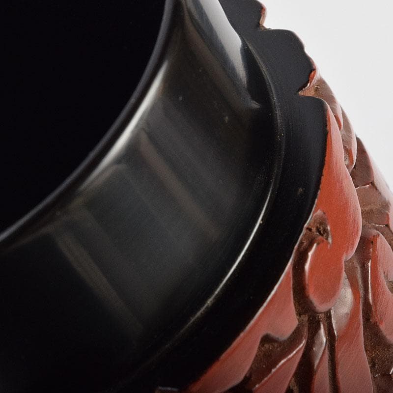 茶道具　秀円作　鎌倉彫　牡丹文　乾口中次　棗　時代箱　V　R9438