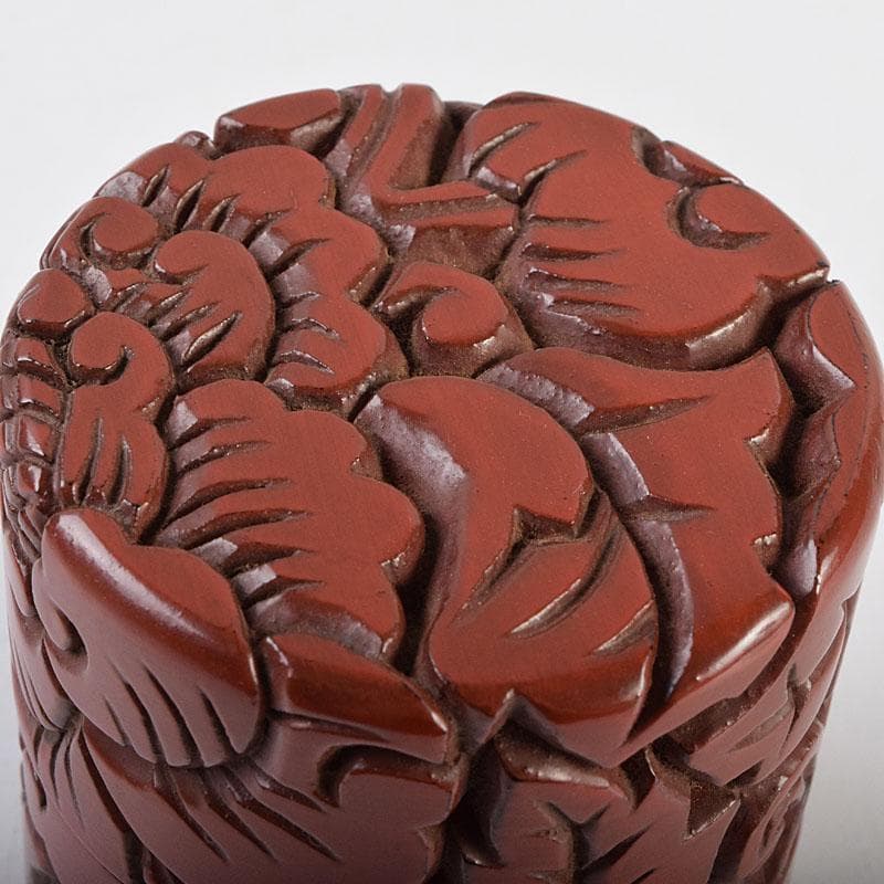 茶道具　秀円作　鎌倉彫　牡丹文　乾口中次　棗　時代箱　V　R9438