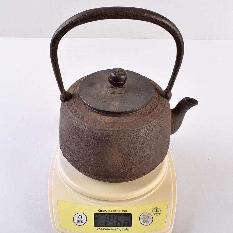 煎茶道具　釜師　佐藤浄清作　鋲打文　鉄瓶　鉄釜　M　R8983