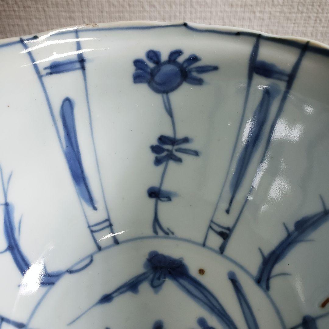 古染付　染付南京　鉢　丼　芙蓉手　中国古美術　明朝末期　欠け