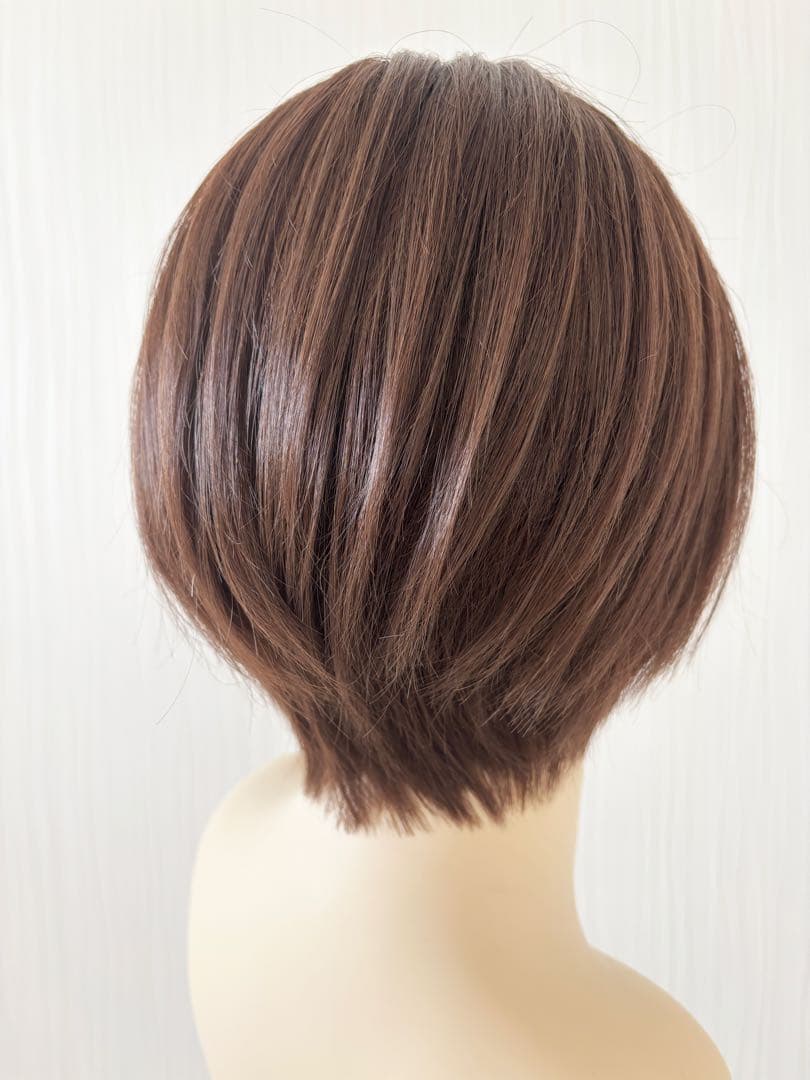 【のぶちゃんＳサイズ】人毛MIXフルウィッグ　ブラウン ショートボブ