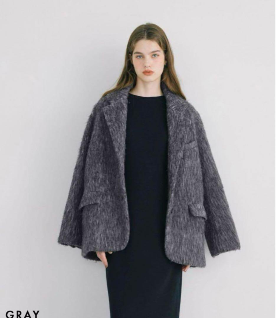 ベースメントオンライン モヘアシャギージャケットコート　gray