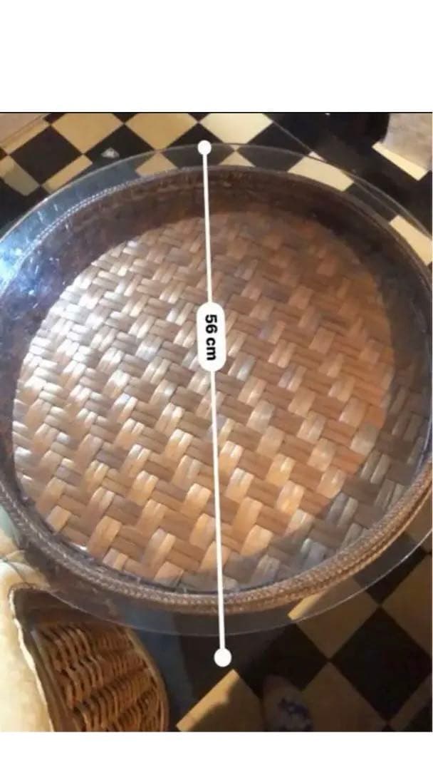 希少♦️収納ラタン ヴィンテージ テーブル♦️コレクション 飾りスペース付♦️送料込