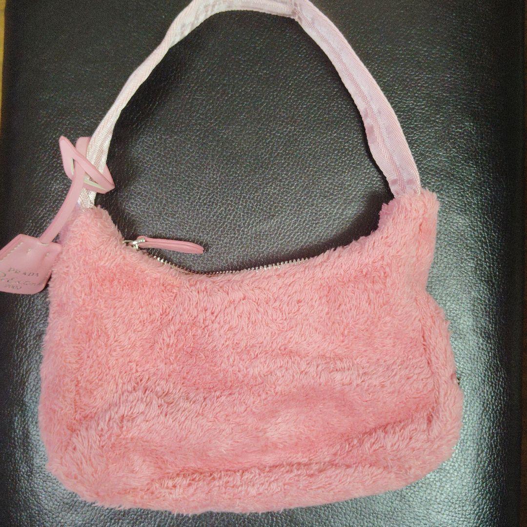 PRADA ピンク ファー ハンドバッグ