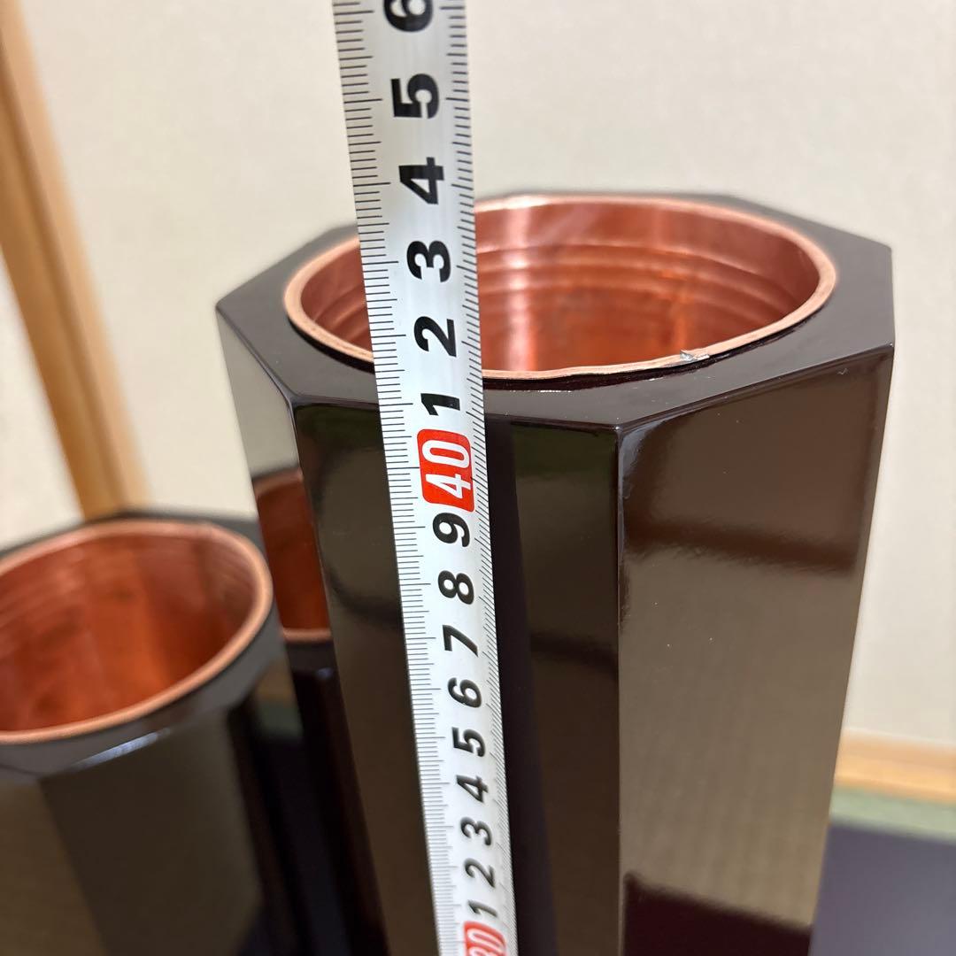 51 長二巻筒　八角長二管筒　2本セット　花入れ　生け花　未生流　御室流　花器